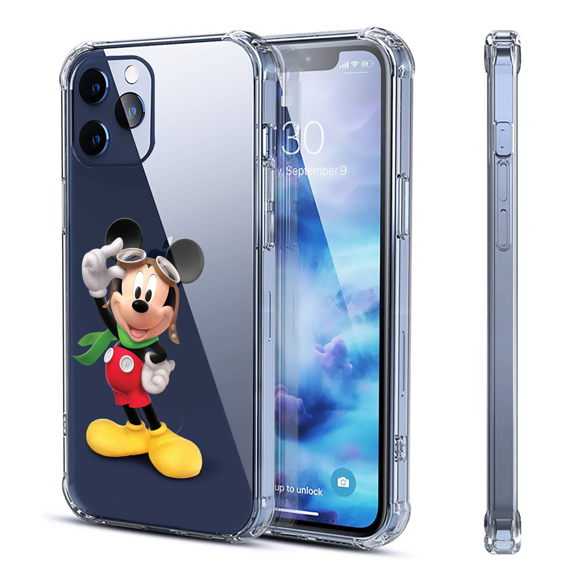 （画像用） ミッキーマウス Mickey Mouse 【iPhone 12シリーズ対応】透明スマホケース（クリアソフトケース）